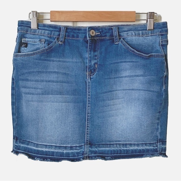 KANCAN Distressed Raw Hem Denim Mini Jean Skirt Size 29 - Picture 9 of 10